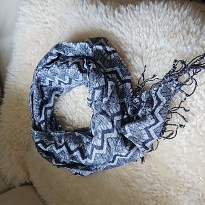 Scarf, Silver Gray and Black Interwoven with Metallic Thread